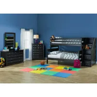 Catalina Black 5 Pc. Twin/Full Bunk Bedroom with Staircase