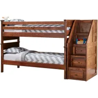 Catalina Chestnut Twin Bunk Bed with Staircase