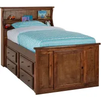 Catalina Chestnut Twin Bookcase Bed