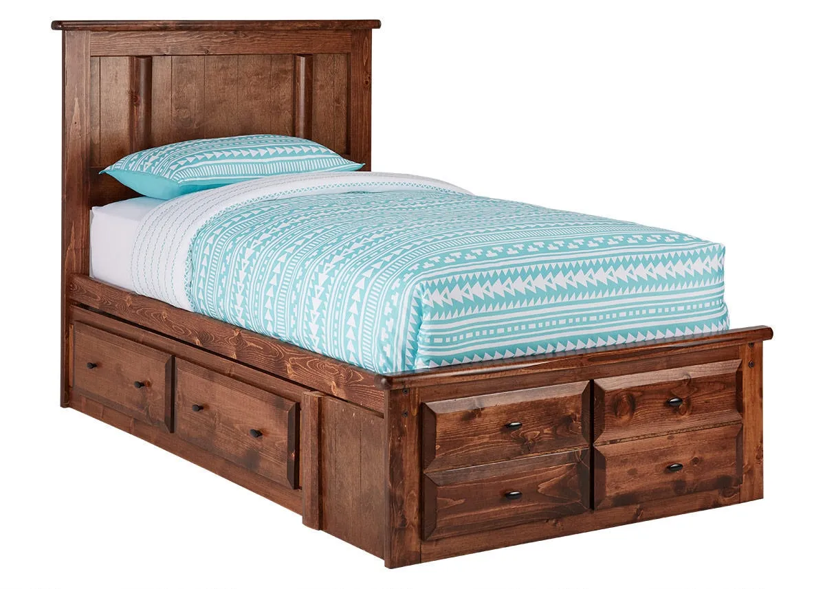 Catalina Chestnut 7 Pc. Twin Platform Bed w/ Storage Unit