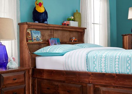 Catalina Chestnut Full Bookcase Bed