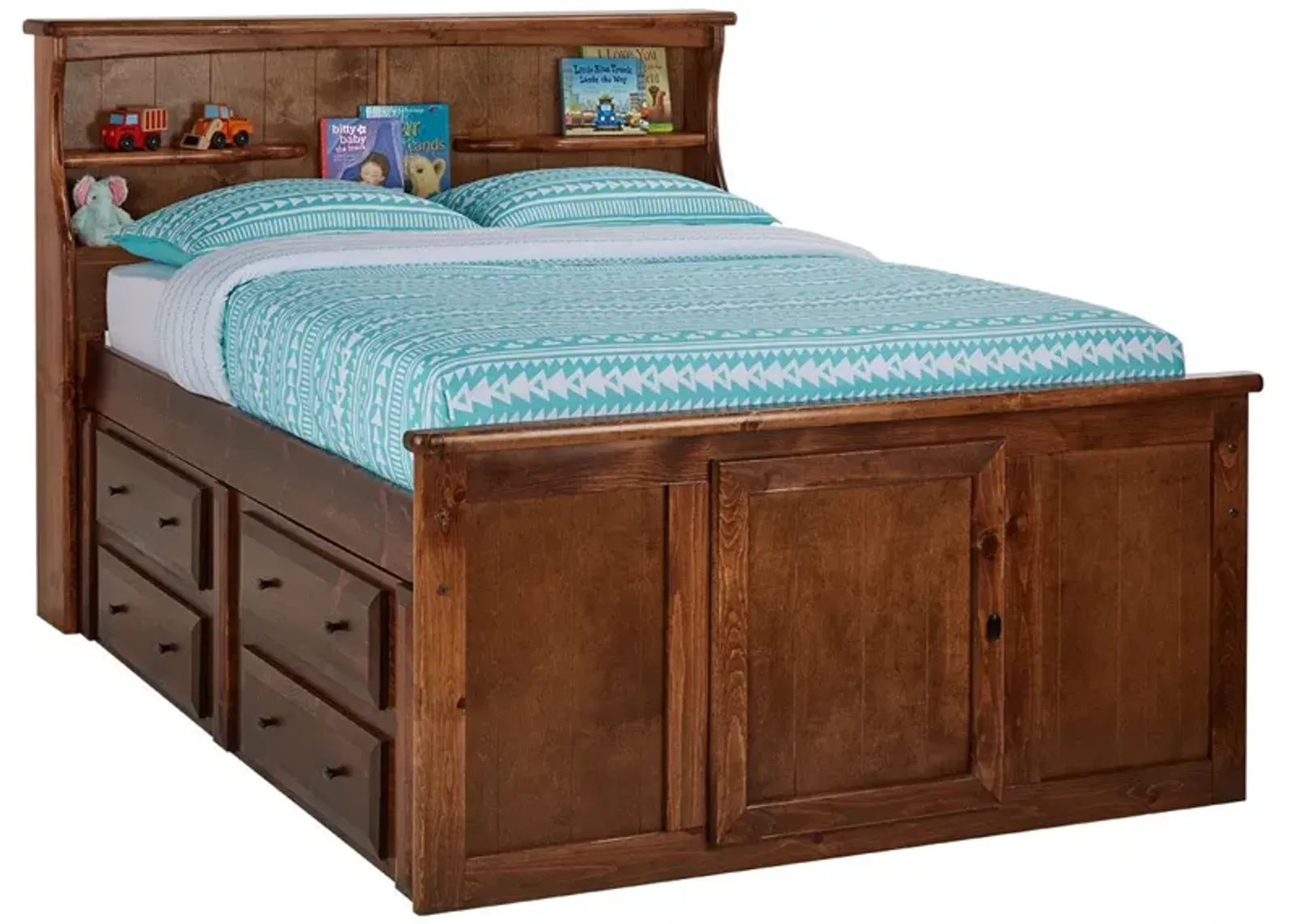 Catalina Chestnut Full Bookcase Bed