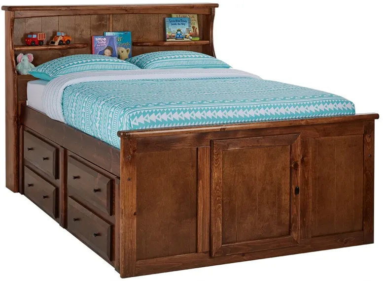 Catalina Chestnut Full Bookcase Bed