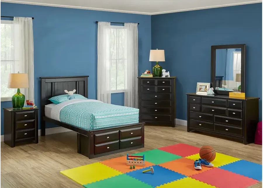 Catalina Black 6 Pc. Twin Platform Storage Bedroom