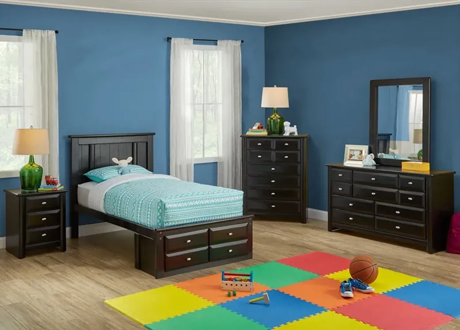 Catalina Black 6 Pc. Twin Platform Storage Bedroom