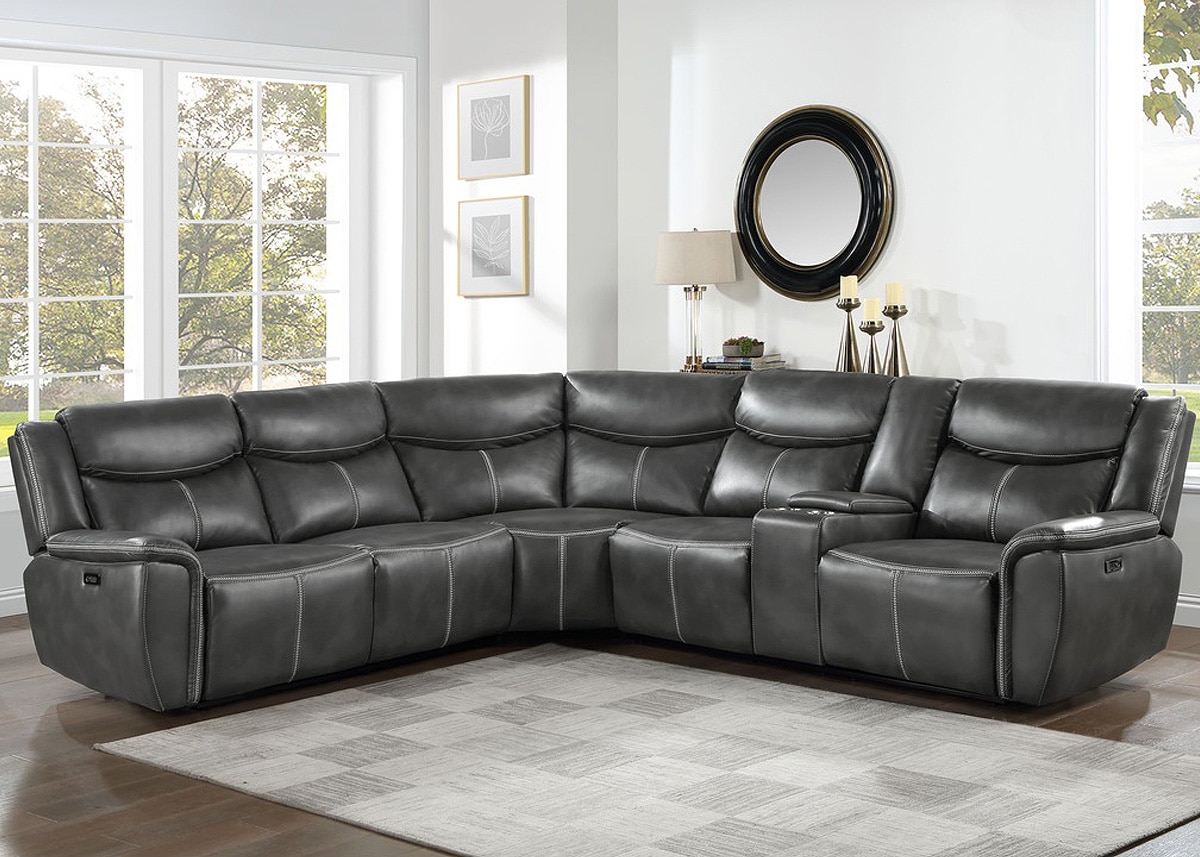 Brett Charcoal 3 Pc. Power Reclining Sectional Plus Free Recliner