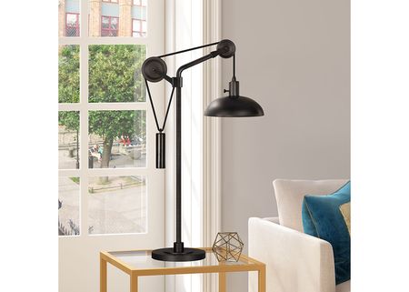 Norrah Black Solid Wheel Table Lamp