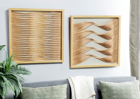 Set Of 2 Solana Wood Ribbon Wall Art