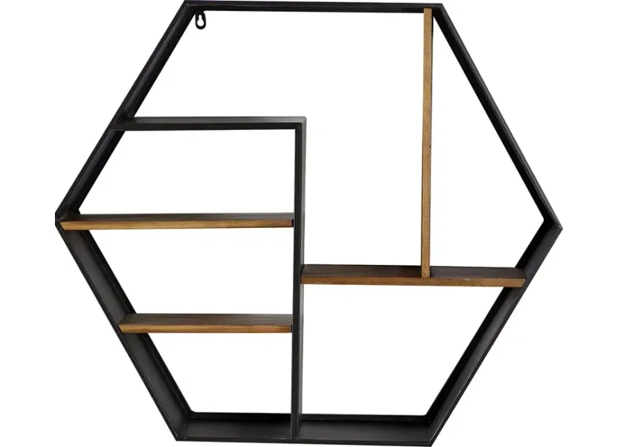 Sauron Black Octagon Wall Shelf