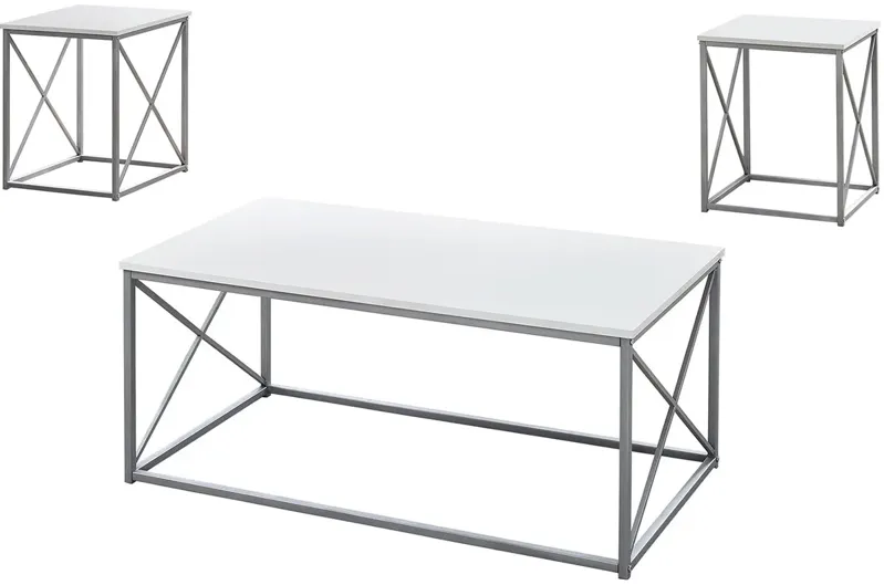 Burkhard White 3 Pc. Table Set