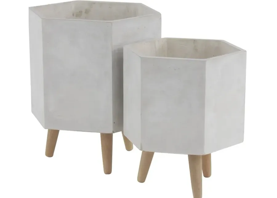 Set of 2 Sabrina White Planters