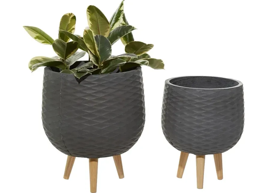 Set of 2 Sonya Charcoal Planters