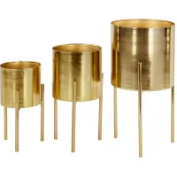 Set of 3 Milana Gold Metal Planters