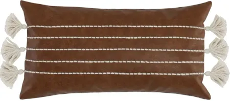 Harper 14" X 26" Brown Vegan Leather Pillow