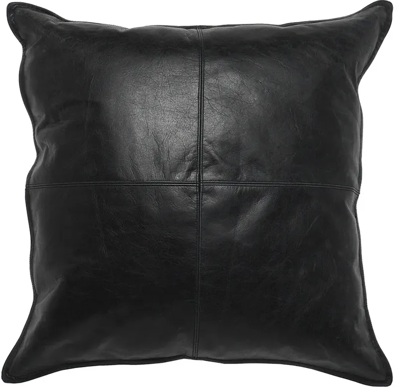 Paxton 22" Onyx Leather  Pillow
