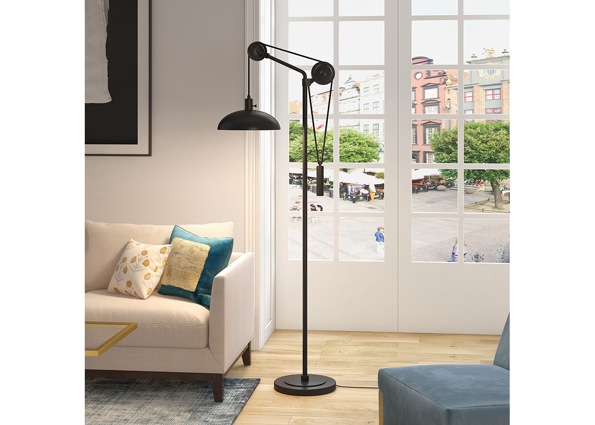 Stark Black Solid Wheel Floor Lamp