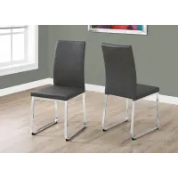 Gabe 2 Pc. Gray Dining Chair w/Chrome