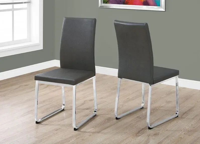 Gabe 2 Pc. Gray Dining Chair w/Chrome