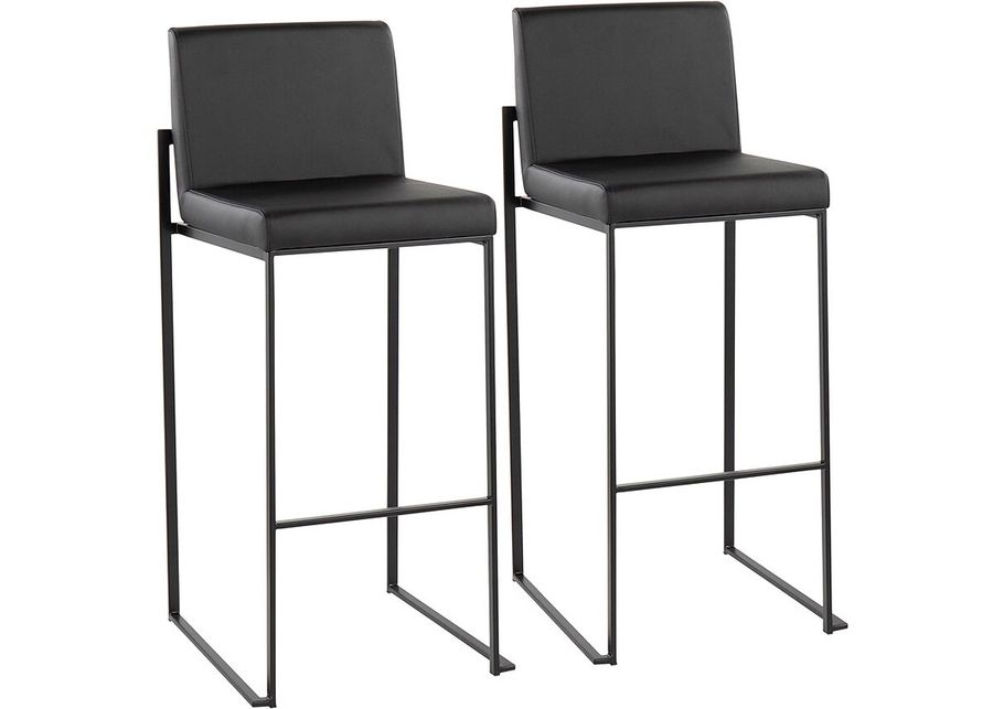 Fuji Black/Black Counter Height Stool, Set Of 2