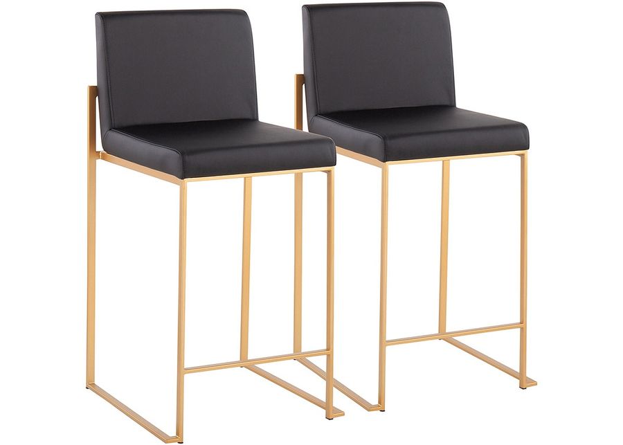 Fuji Black/Gold Counter Height Stool, Set Of 2