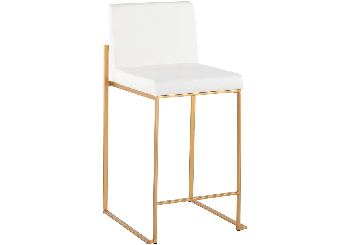 Fuji White/Gold Counter Height Stool, Set Of 2