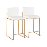 Fuji White/Gold Counter Height Stool, Set Of 2