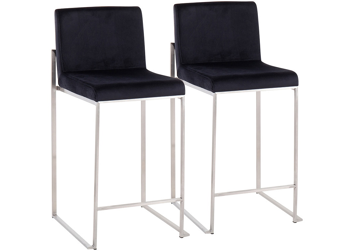 Fuji Black/Silver Counter Height Stool, Set Of 2