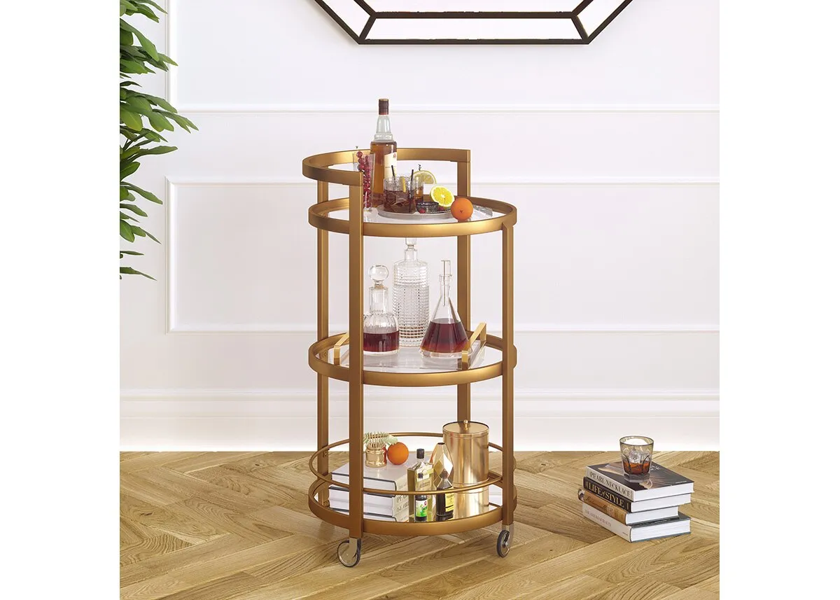 Hause Gold Mirrored Bar Cart