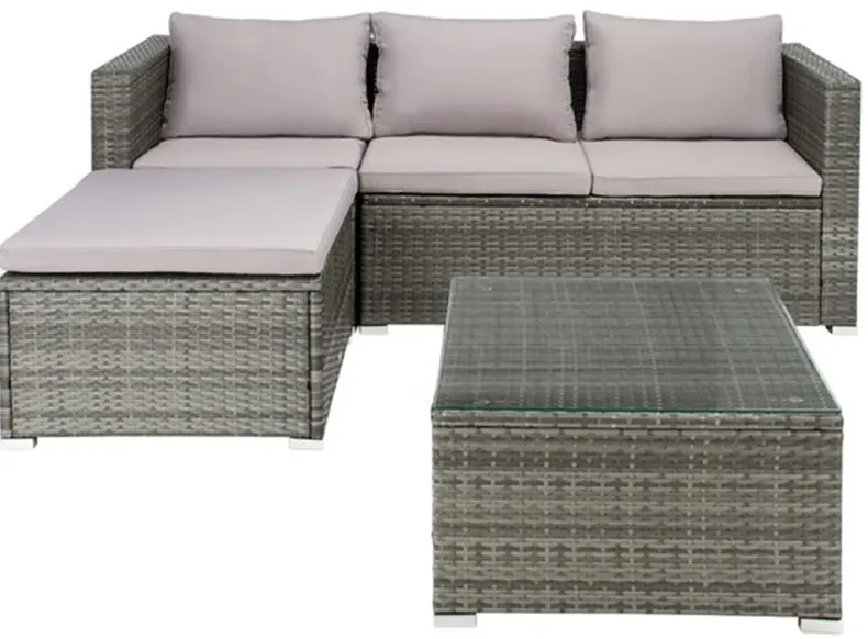 Basitan Gray 4 Pc. Outdoor Sectional W/ Cocktail Table