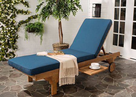 Easton Navy Chaise Lounger W/ Sliding Table