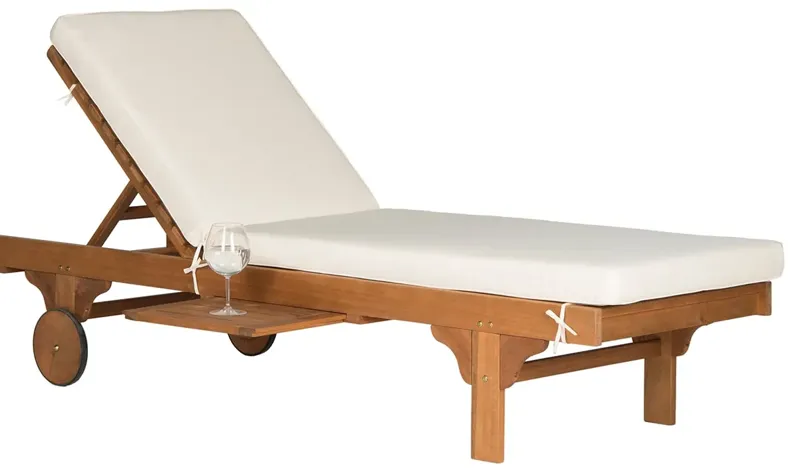 Easton Brown Chaise Lounger W/ Sliding Table