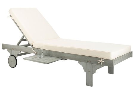 Easton Gray Chaise Lounger W/ Sliding Table