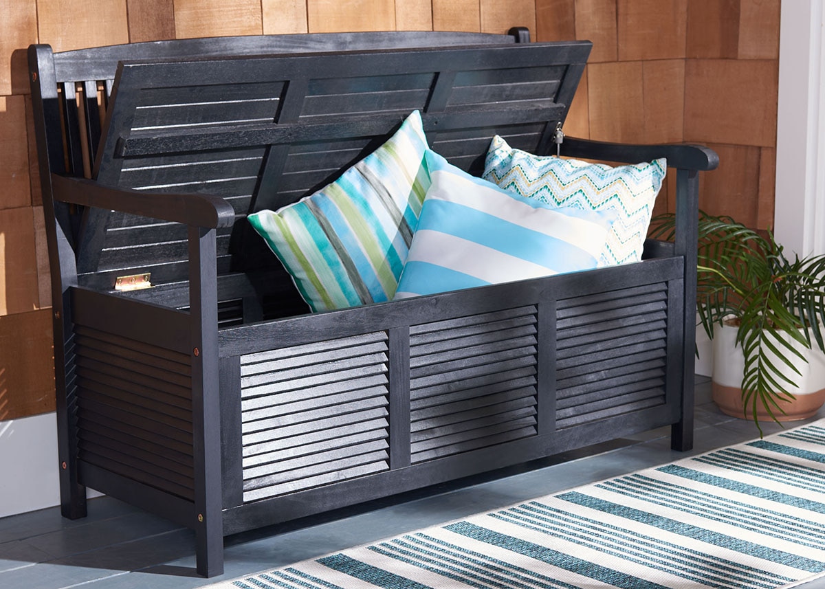 Vanora Black Outdoor Storage Bench