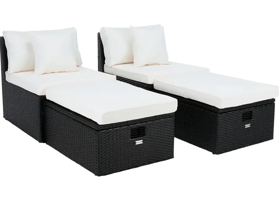 Valeria Black 4 Pc. Outdoor Conversation Set W/ Ottomans