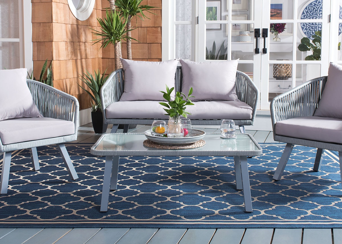 Jordana Gray 4 Pc. Outdoor Patio Set W/ Gray Cushions