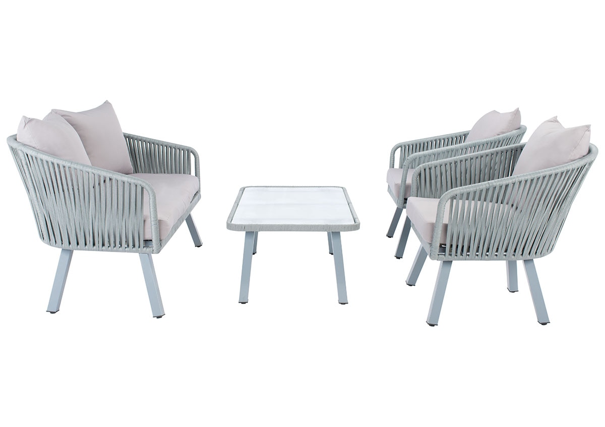 Jordana Gray 4 Pc. Outdoor Patio Set W/ Gray Cushions