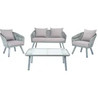 Jordana Gray 4 Pc. Outdoor Patio Set W/ Gray Cushions