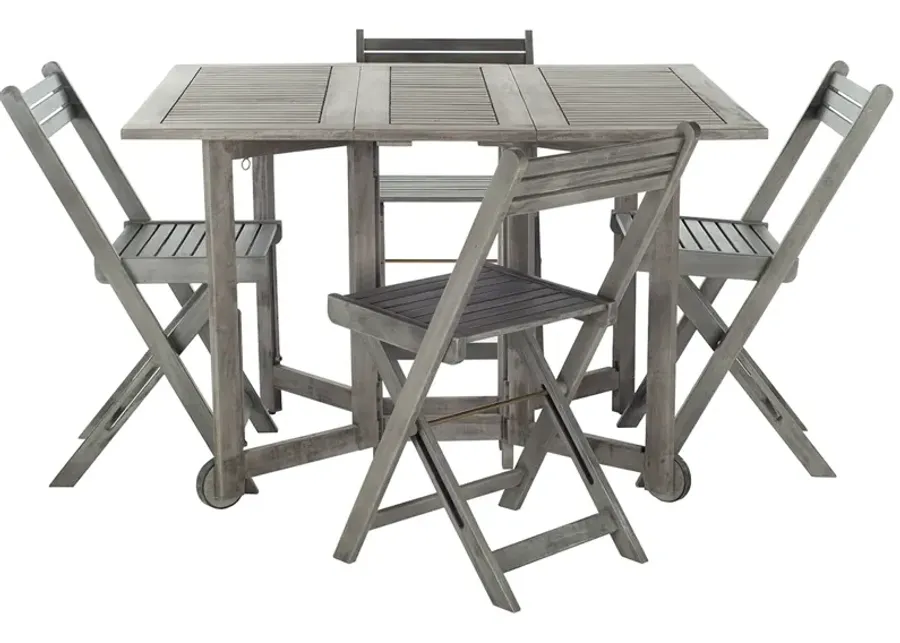 Savannah Gray  5 Pc. Folding Outdoor Dining Set