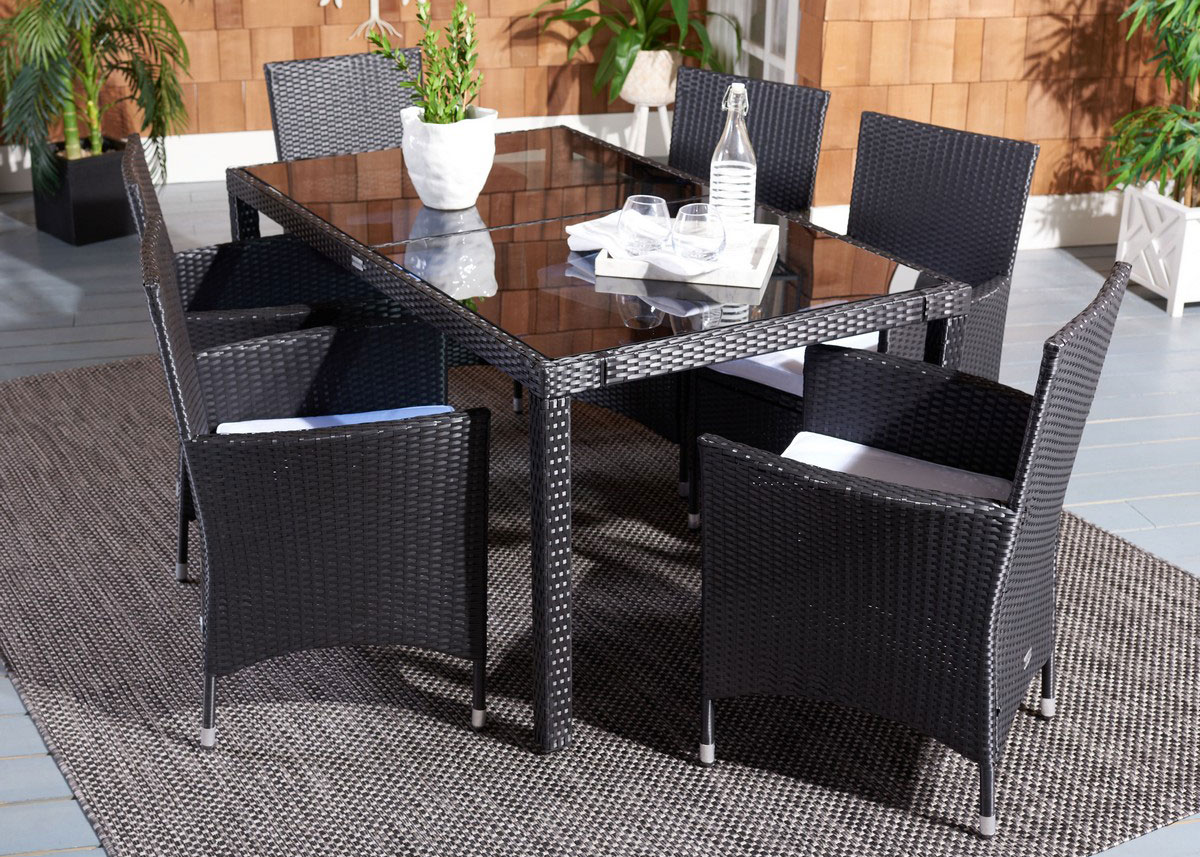 Valentine Black 7 Pc. Outdoor Dining Set