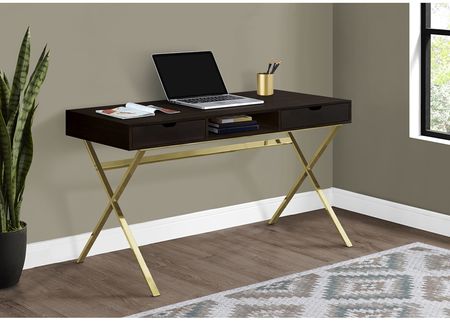 Celine Gold Metal Desk With Drawers