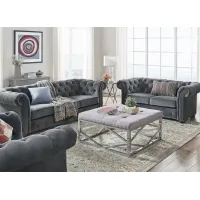 Barrington Charcoal Velvet 3 Pc. Living Room