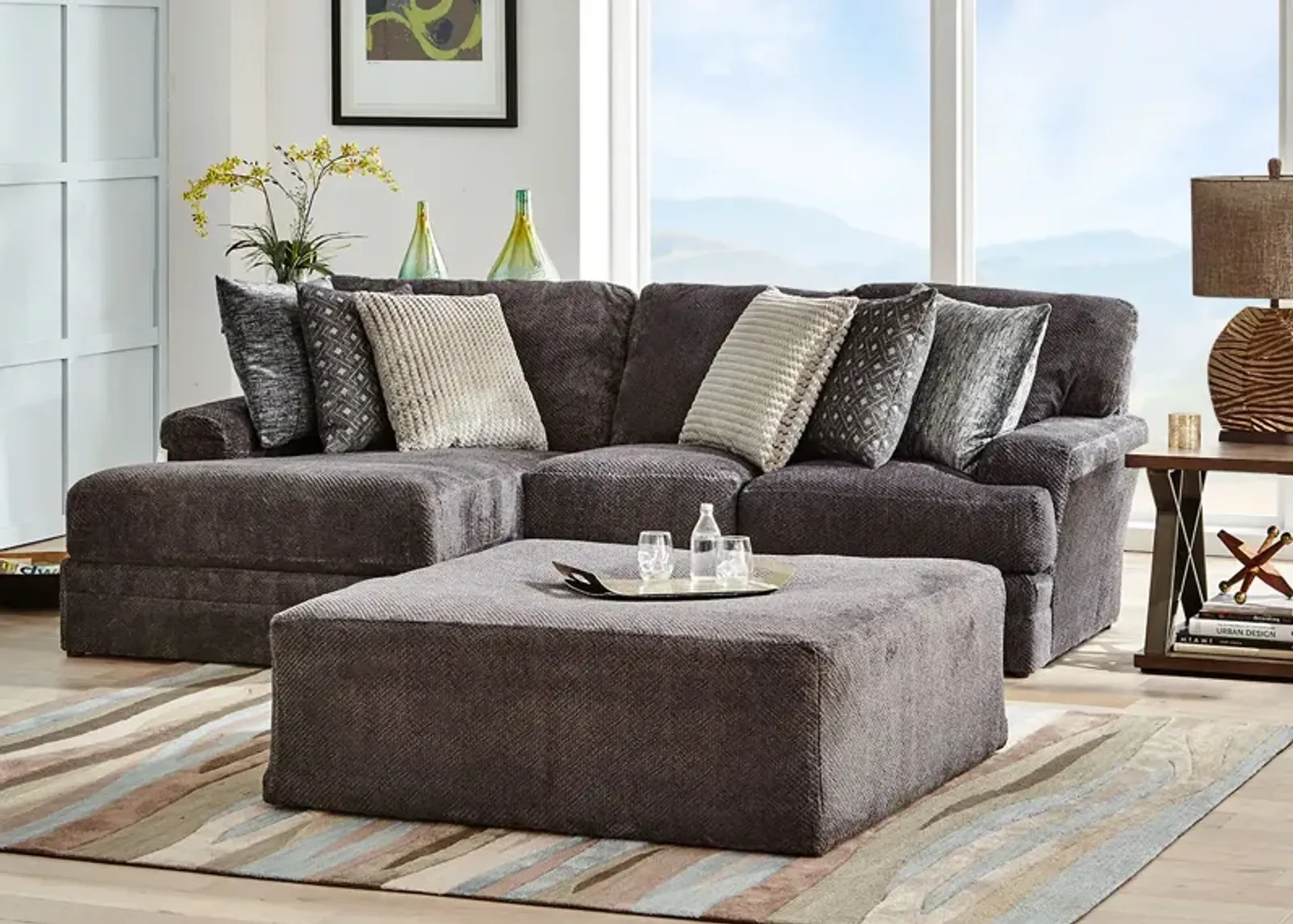 Denali Smoke 2 Pc. Sectional W/ Chaise (Reverse)