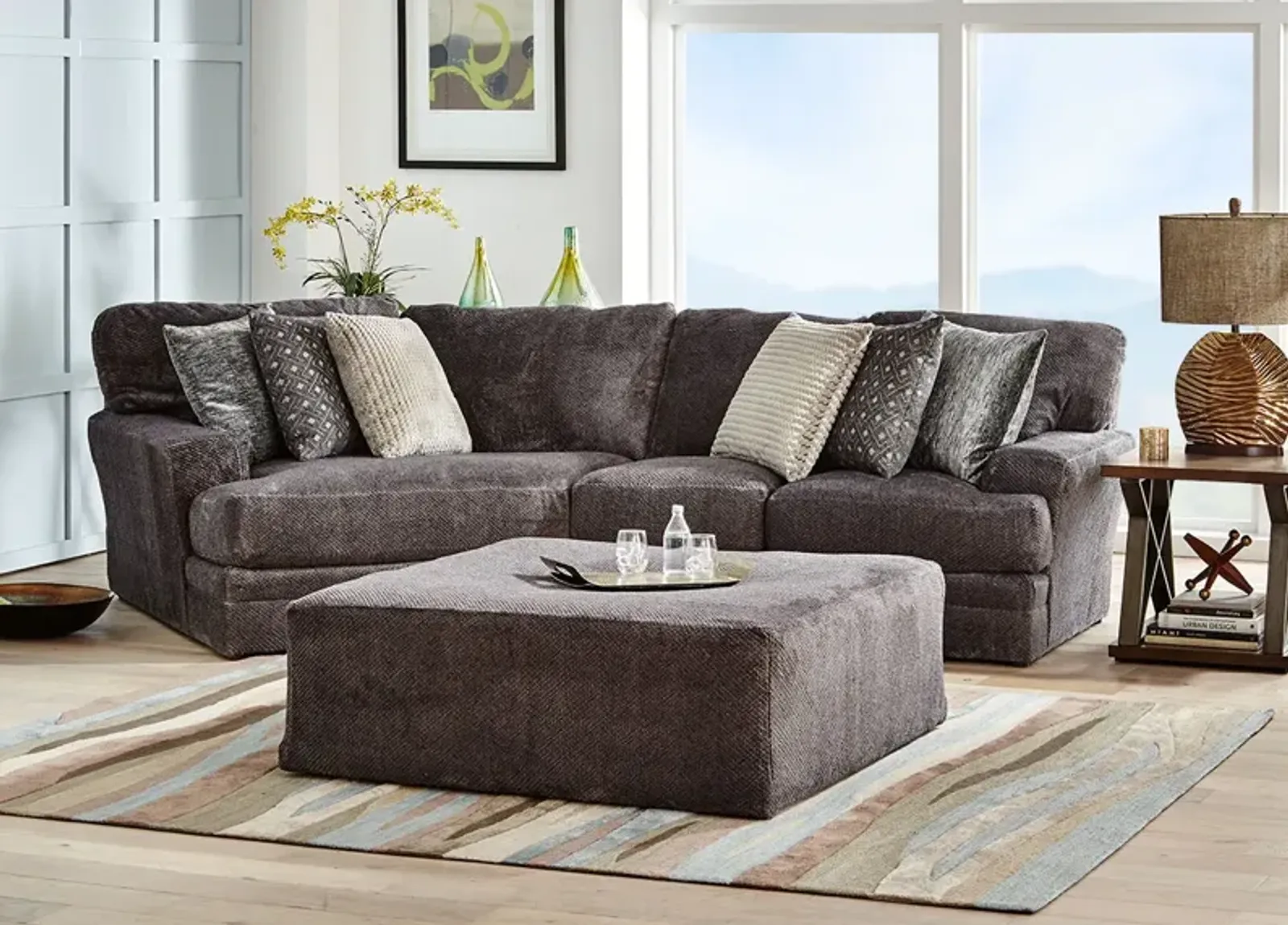 Denali Smoke 2 Pc. Sectional W/ Cuddler Chaise (Reverse)