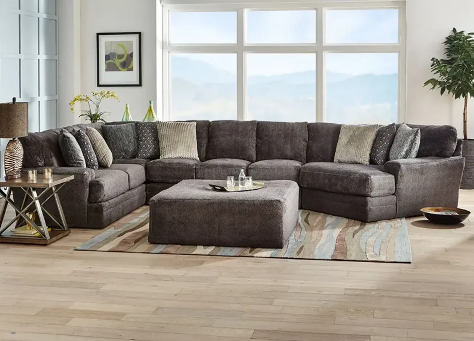 Denali Smoke 3 Pc. Sectional W/ Cuddler Chaise