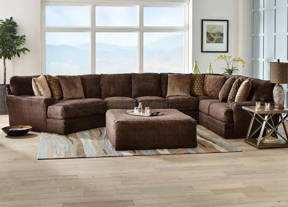 Denali Chocolate 3 Pc. Sectional W/ Cuddler Chaise (Reverse)