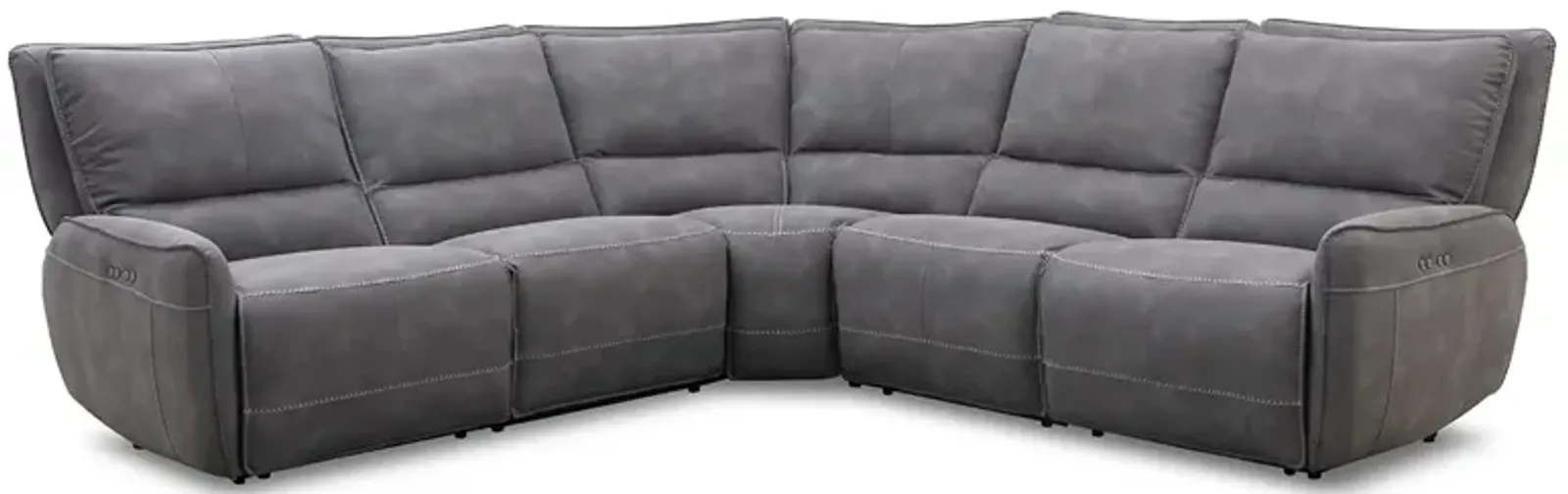 Boswell Fabric 5 Pc. Power Sectional W/ Power Headrests & 2 Armless Chairs