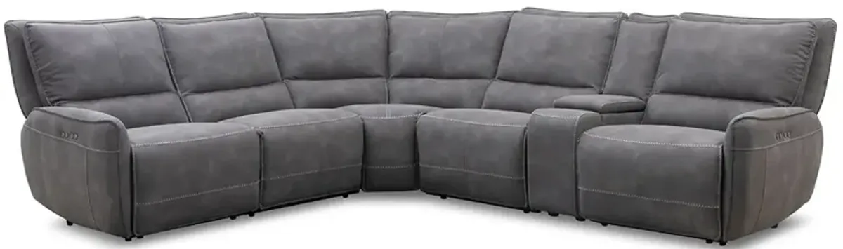 Boswell Fabric 6 Pc. Power Sectional W/ Power Headrests & 2 Armless Chairs