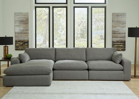 Palisades Gray 3 Pc. Sectional W/ Chaise (Reverse)