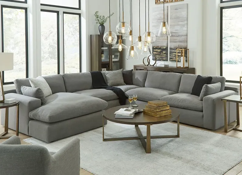Palisades Gray 5 Pc. Sectional W/ Chaise (Reverse)