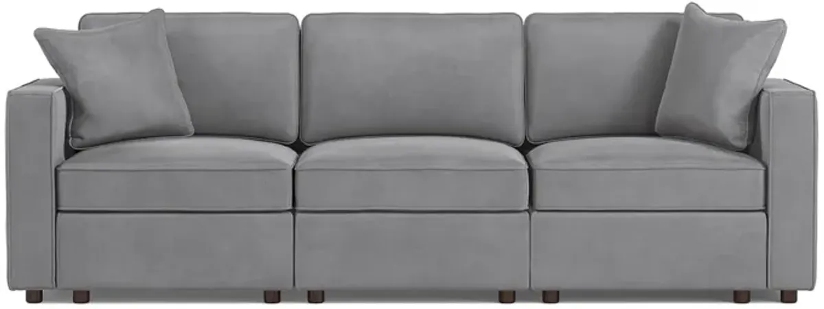 Fairmont Gray Velvet 3-Seat Modular Sofa